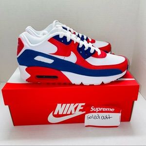 Nike Air Max 90 Leather GS USA Running Shoes 6Y/Womens 7.5 Olympics
